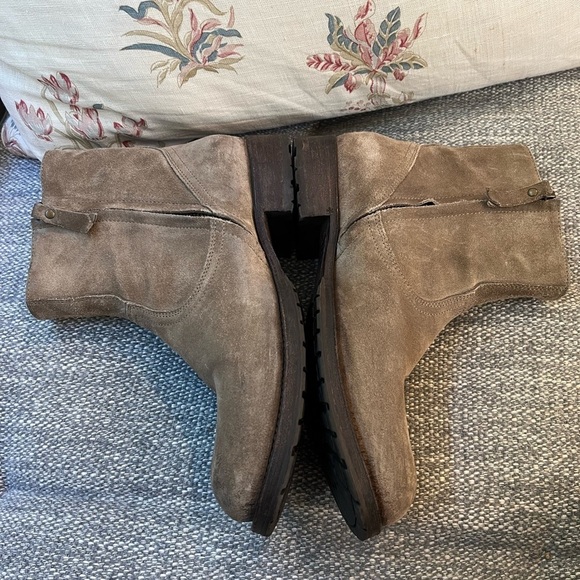 NDC Ankle Boots Booties Womens Tan Suede Side Leather Zip Tassel Handmade 37.5 - Picture 4 of 8